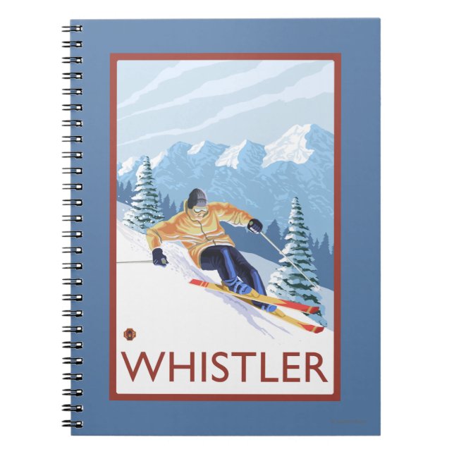 Downhhill Snö Skier - Whistler, BC Kanada Anteckningsbok (Framsidan)
