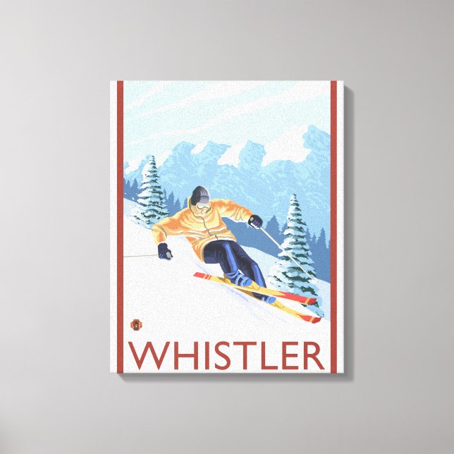 Downhhill Snö Skier - Whistler, BC Kanada Canvastryck (Framsida)
