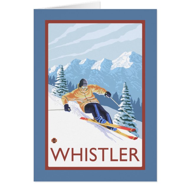 Downhhill Snö Skier - Whistler, BC Kanada Hälsningskort (Framsidan)
