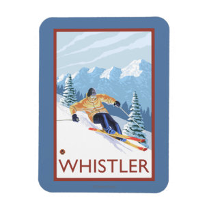 Downhhill Snö Skier - Whistler, BC Kanada Magnet
