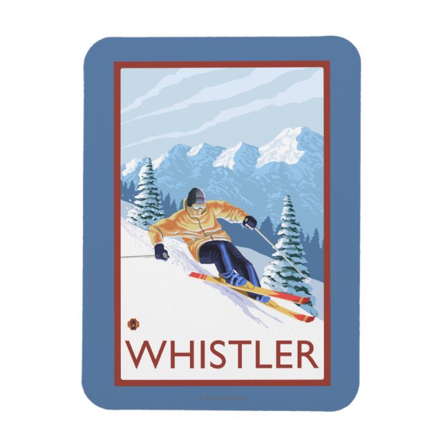 Downhhill Snö Skier - Whistler, BC Kanada Magnet (Vertikal)
