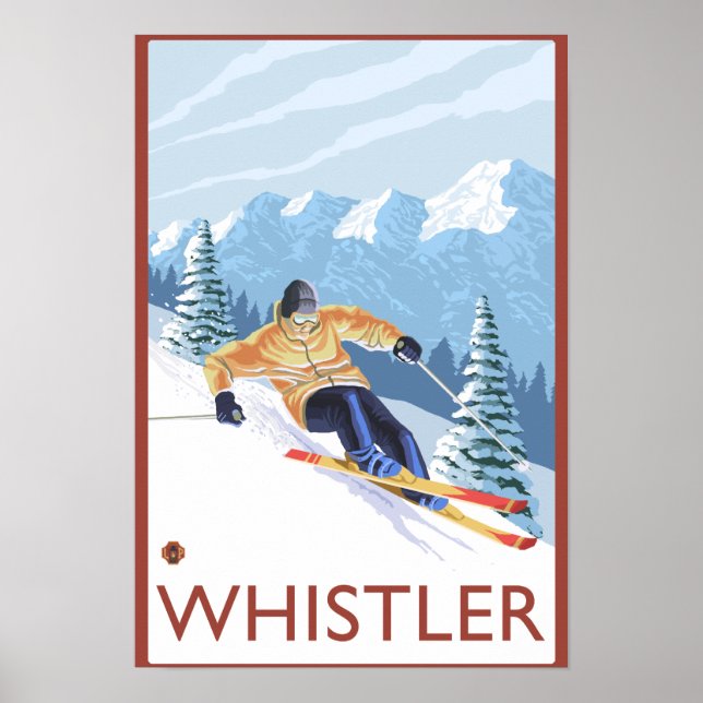 Downhhill Snö Skier - Whistler, BC Kanada Poster (Framsidan)