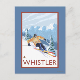 Downhhill Snö Skier - Whistler, BC Kanada Vykort