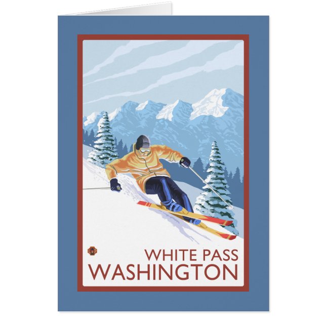 Downhhill Snö Skier - White Pass, Washington Hälsningskort (Framsidan)