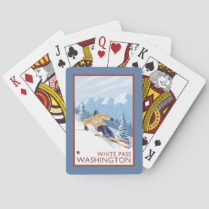 Downhhill Snö Skier - White Pass, Washington Spel Kort