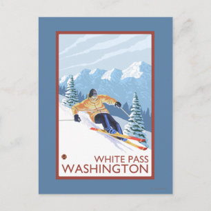 Downhhill Snö Skier - White Pass, Washington Vykort