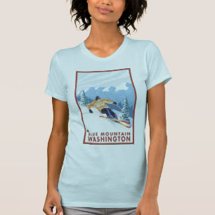 Downhhill snöSkier - blåttberg, Washington T-shirt