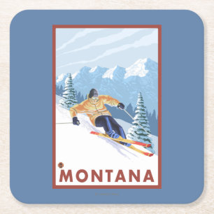 Downhhill snöSkier - Montana Underlägg Papper Kvadrat