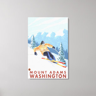 Downhhill snöSkier - montering Adams, Washington Canvastryck