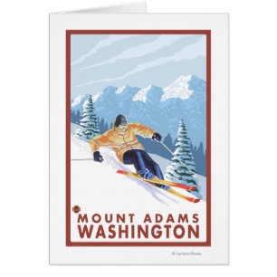Downhhill snöSkier - montering Adams, Washington Hälsningskort