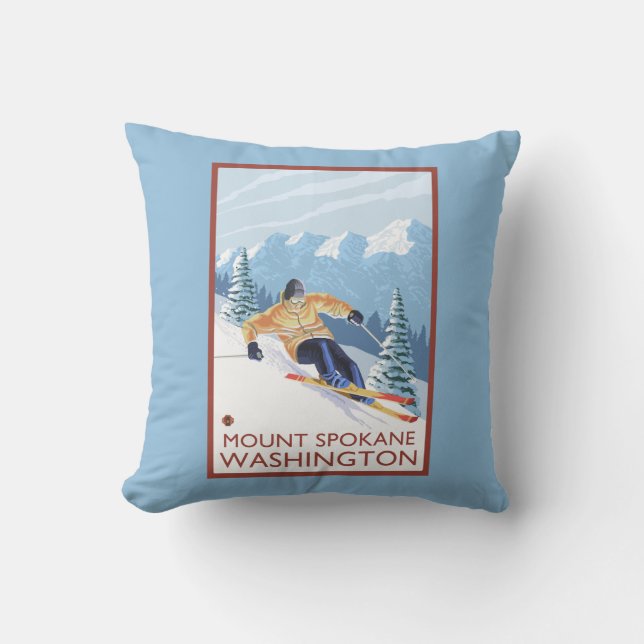 Downhhill snöSkier - montering Spokane, Kudde (Framsida)
