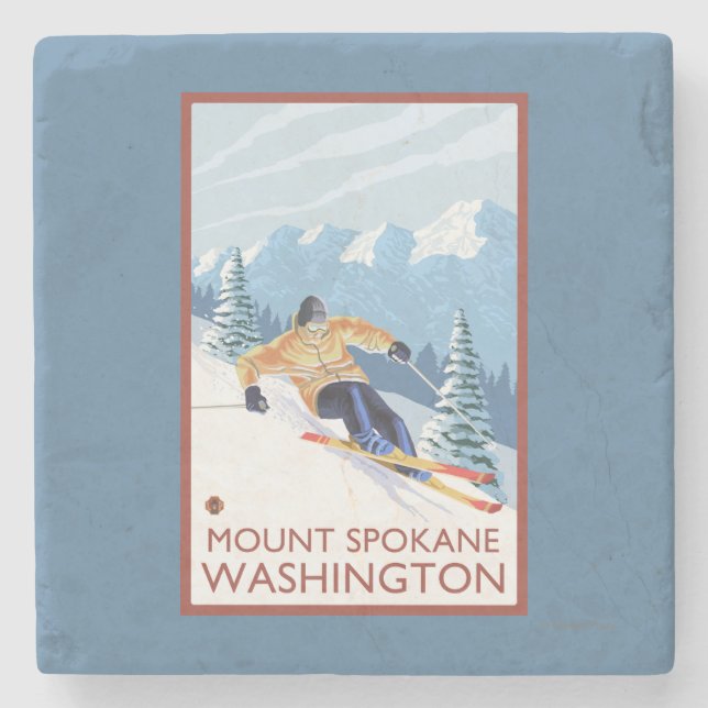 Downhhill snöSkier - montering Spokane, Stenunderlägg (Framsidan)