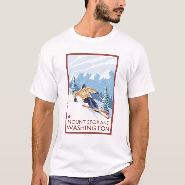 Downhhill snöSkier - montering Spokane, Tee Shirt (Framsida)