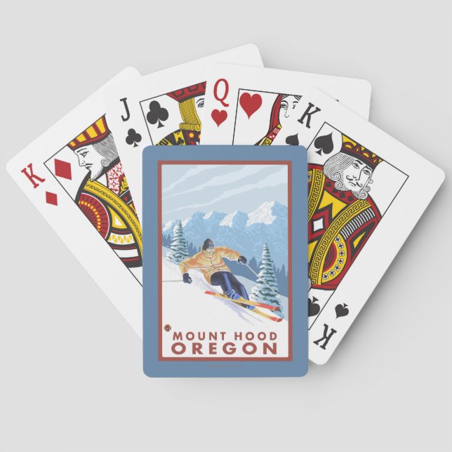 Downhhill snöSkier - monteringshuva, Oregon Spelkort (Baksidan)