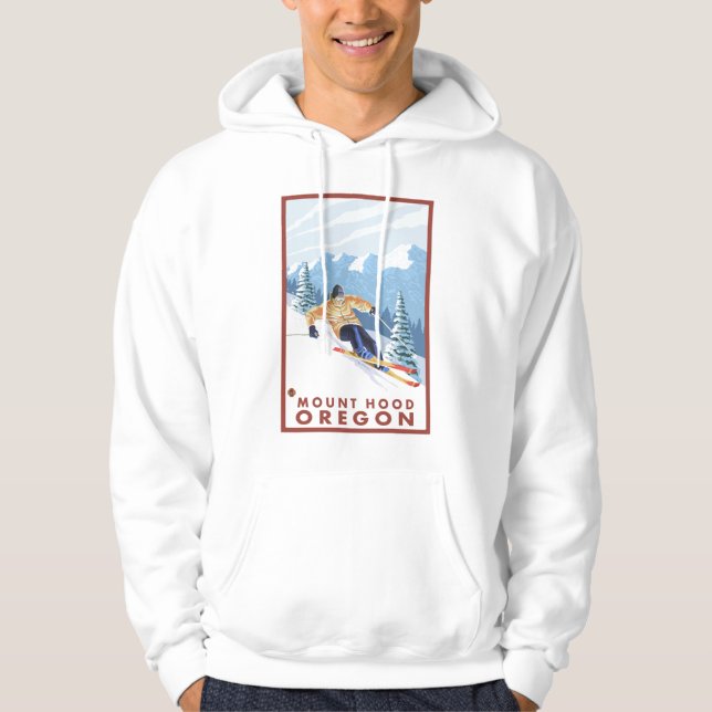 Downhhill snöSkier - monteringshuva, Oregon Sweatshirt Med Luva (Framsida)