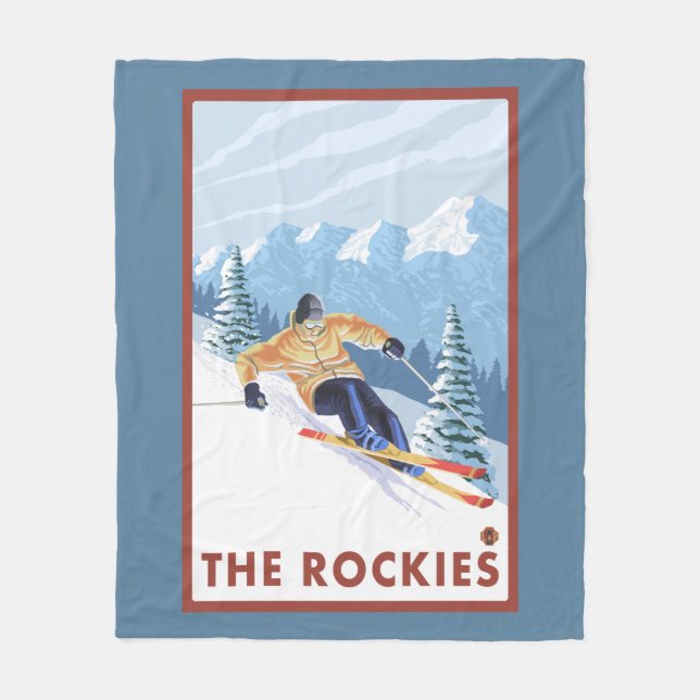 Downhhill snöSkier - Rockiesna Fleecefilt (Framsidan)