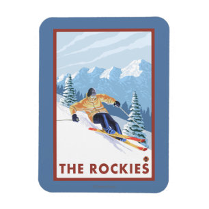 Downhhill snöSkier - Rockiesna Magnet