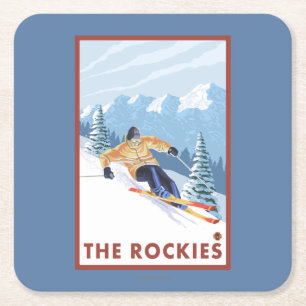 Downhhill snöSkier - Rockiesna Underlägg Papper Kvadrat