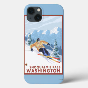 Downhhill snöSkier - Snoqualmie passerar, WA