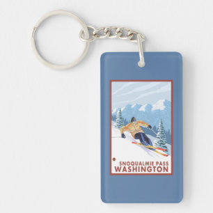 Downhhill snöSkier - Snoqualmie passerar, WA