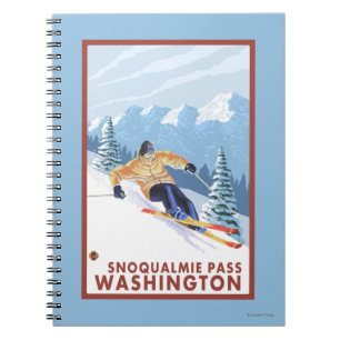 Downhhill snöSkier - Snoqualmie passerar, WA Anteckningsbok Med Spiral