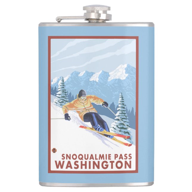 Downhhill snöSkier - Snoqualmie passerar, WA Fickplunta (Framsidan)