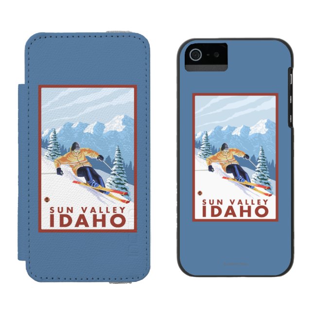 Downhhill snöSkier - Sun Valley, Idaho Incipio iPhone Wallet Skal (Sida vid Sida)