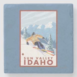 Downhhill snöSkier - Sun Valley, Idaho Stenunderlägg