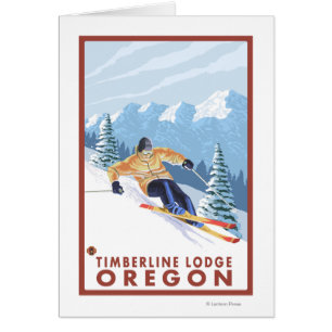 Downhhill snöSkier - Timberlineloge, Oregon Hälsningskort