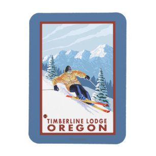 Downhhill snöSkier - Timberlineloge, Oregon Magnet