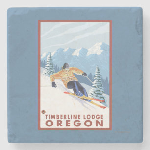 Downhhill snöSkier - Timberlineloge, Oregon Stenunderlägg