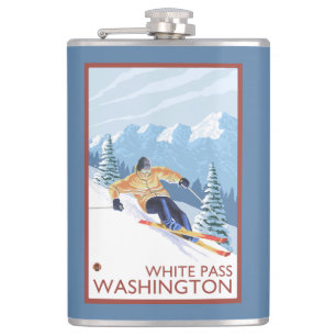 Downhhill snöSkier - vit passerar, Washington Fickplunta
