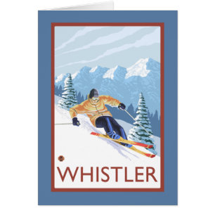 Downhhill snöSkier - Whistler, BC Kanada Hälsningskort