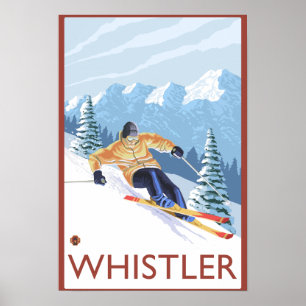 Downhhill snöSkier - Whistler, BC Kanada Poster