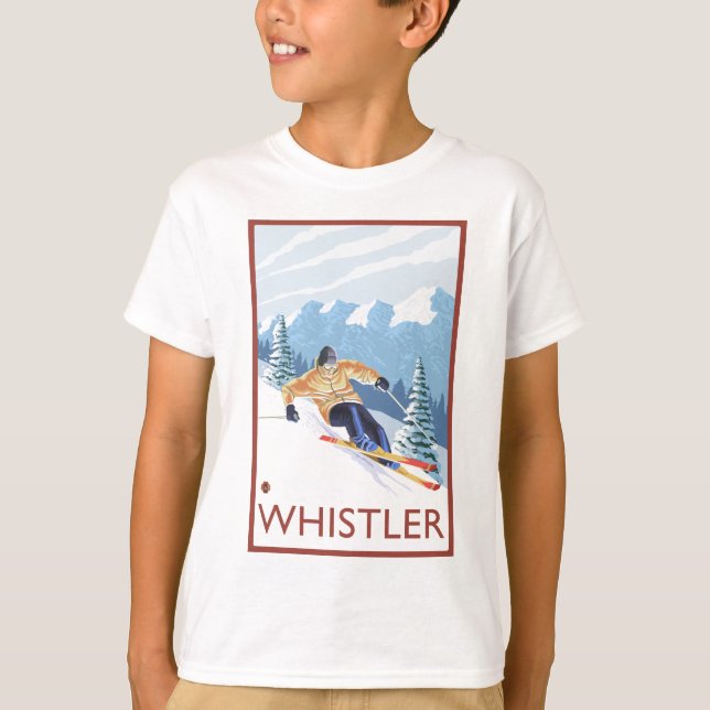Downhhill snöSkier - Whistler, BC Kanada Tee (Framsida)