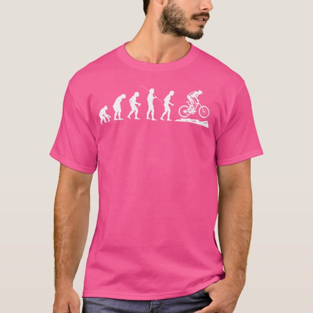 Downhill Evolution Mtb Mountaincycle Fahrrad Biker T Shirt (Framsida)
