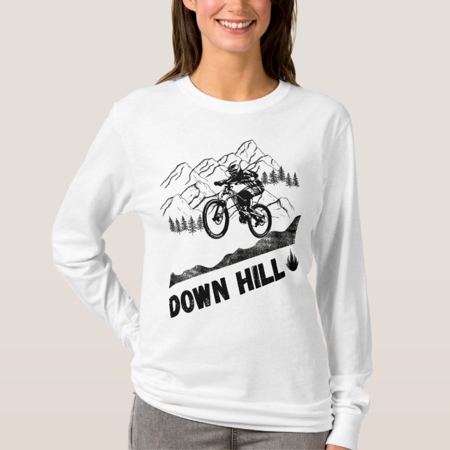 Downhill-Mountainbike retro cyklist T Shirt (Framsida)