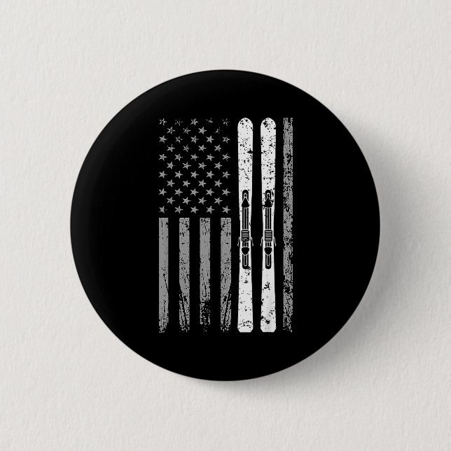 Downhill ski team 4th of july usa american flag knapp (Framsida)