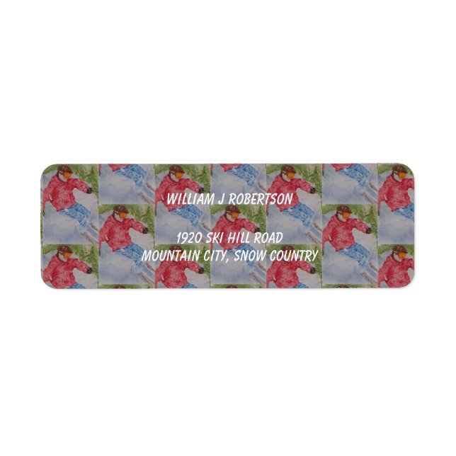 DOWNHILL SKIER ADRESS RETURADRESS ETIKETT (Framsidan)