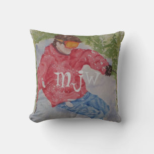 DOWNHILL SKIER MONOGRAMMED KUDDE