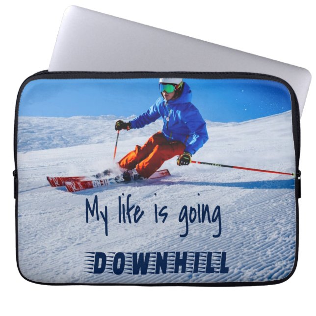 Downhill Skiing Funny Motivational Snö Ski Laptop Fodral (Framsidan)