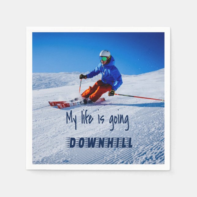Downhill Skiing Funny Motivational Snö Ski Pappersservett (Framsidan)