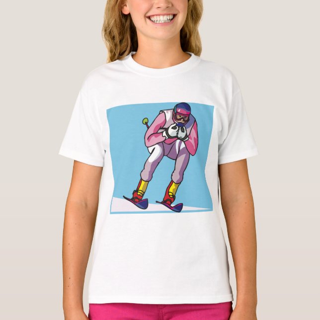 Downhill Skiing Girls T-Shirt (Framsida)