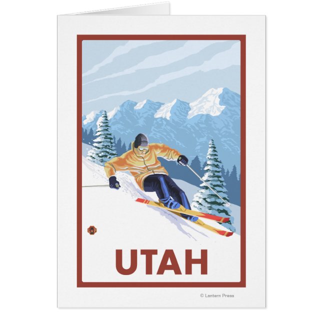 Downhill Snö SkierUtah Hälsningskort (Framsidan)