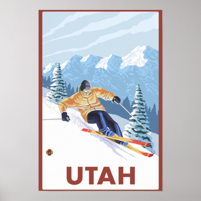 Downhill Snow SkierUtah Poster (Framsidan)