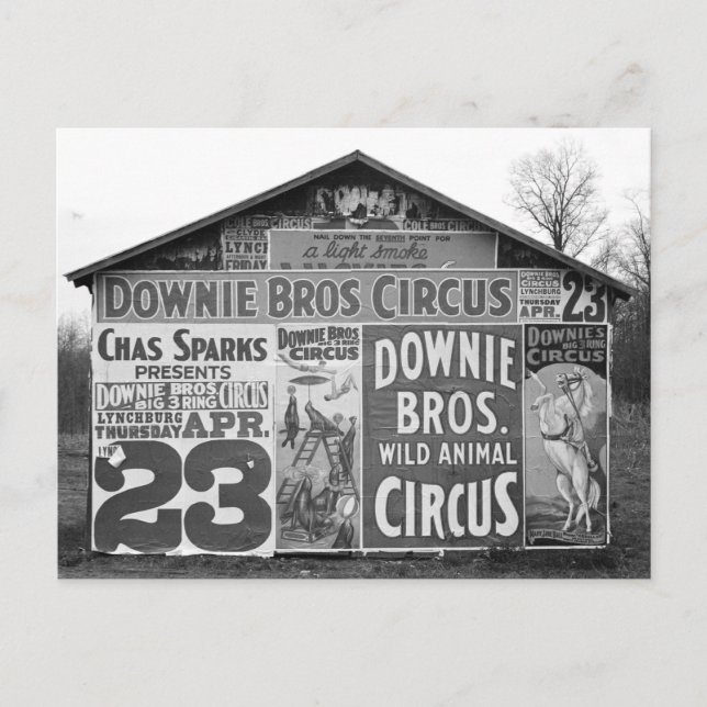 Downie Bros. Circus 1936 Vykort (Framsida)