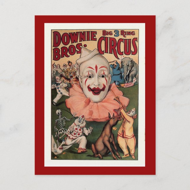 Downie Bros. Vintage Circus Vykort (Framsida)