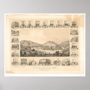 Downieville, CA Panoramic Karta 1856 (0522A) Poster
