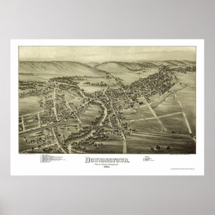 Downingtown, PA Panoramic Karta - 1893 Poster