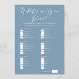 Downloadable Blue Purse Bridal Shower Game Kort